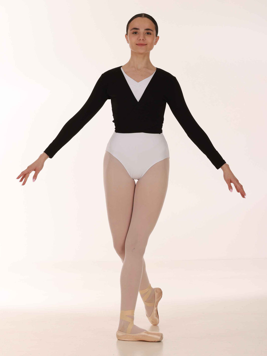 Cache-cœur crossover en maille pour danse, ciblé pour femme, design croisé élégant, parfait pour la pratique de la danse ou les échauffements, deux longues bandes pour l'attacher facilement, couleur noire