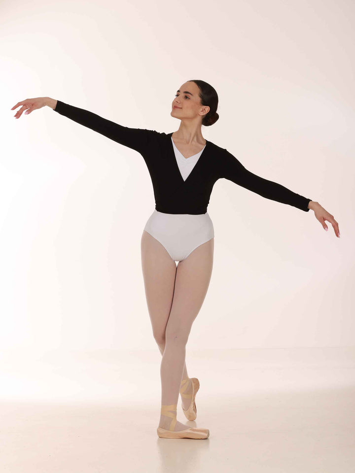 Cache-cœur crossover en maille pour danse, ciblé pour femme, design croisé élégant, parfait pour la pratique de la danse ou les échauffements, deux longues bandes pour l&