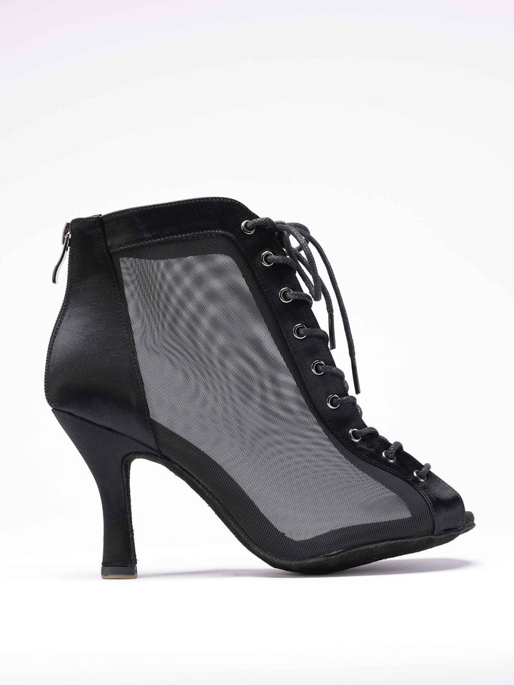 Chaussures de danse latine pour femme, modèle Luciana, panneaux latéraux en mesh respirant, laçage à l&
