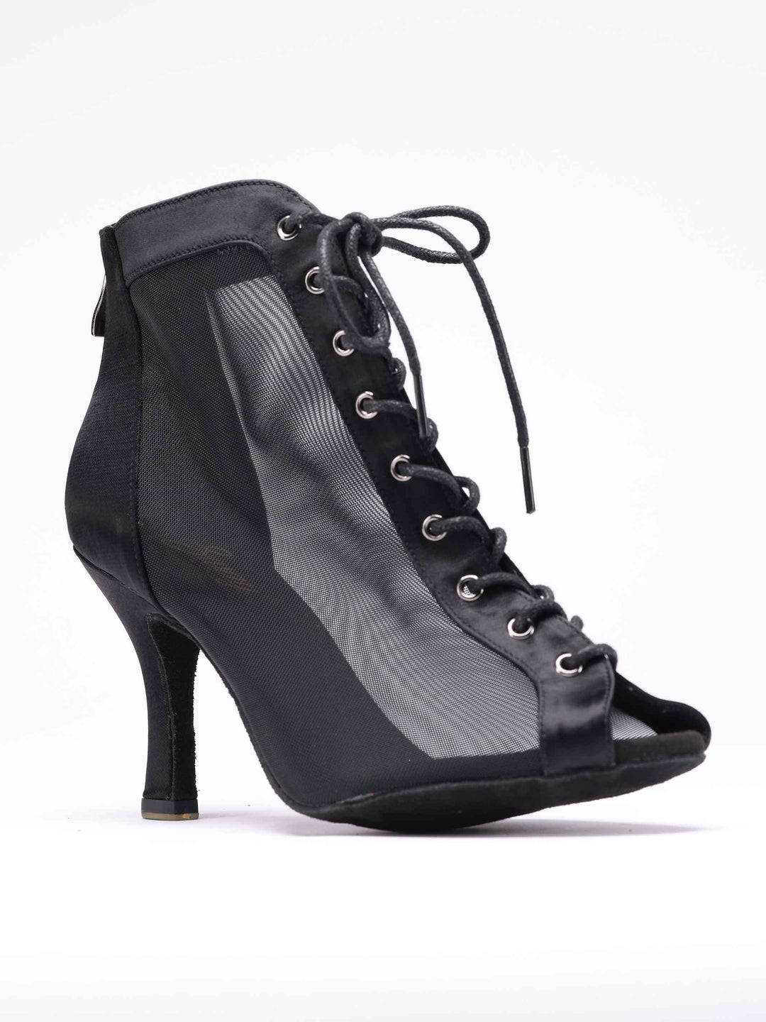 Chaussures de danse latine pour femme, modèle Luciana, panneaux latéraux en mesh respirant, laçage à l&