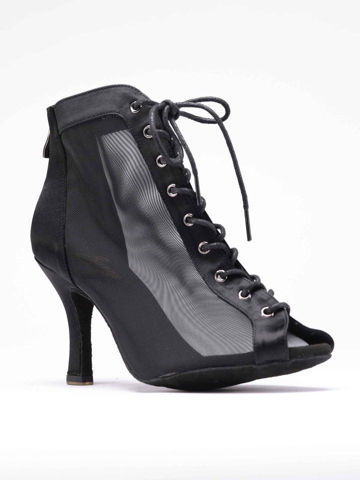Chaussures de danse latine pour femme, modèle Luciana, panneaux latéraux en mesh respirant, laçage à l&