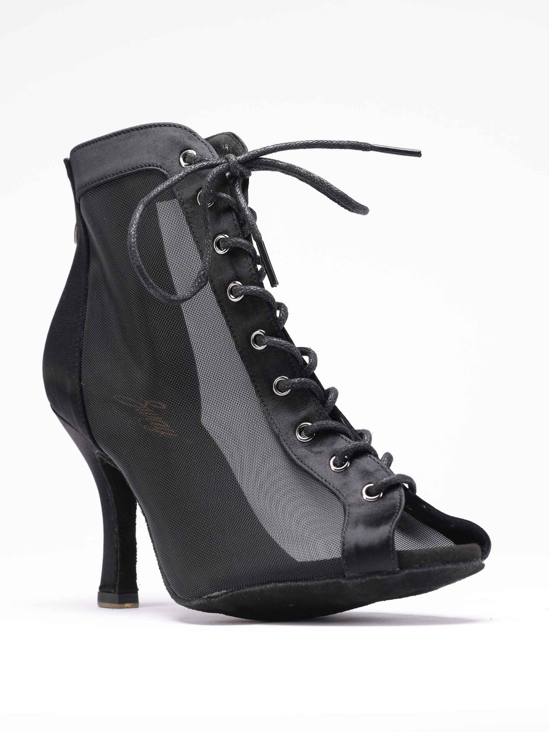 Chaussures de danse latine pour femme, modèle Luciana, panneaux latéraux en mesh respirant, laçage à l&