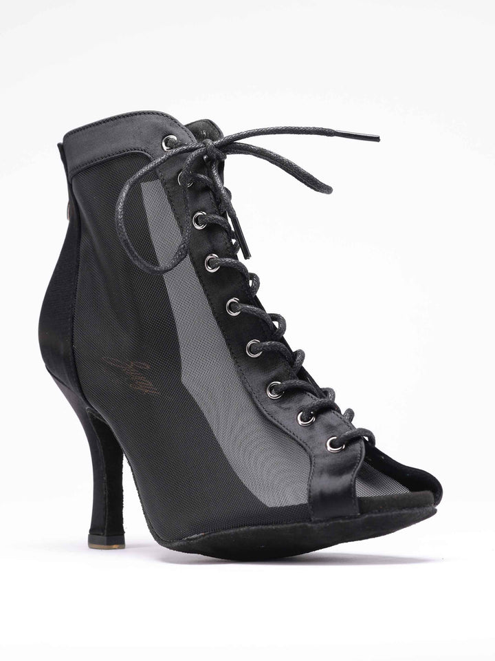 Chaussures de danse latine pour femme, modèle Luciana, panneaux latéraux en mesh respirant, laçage à l&