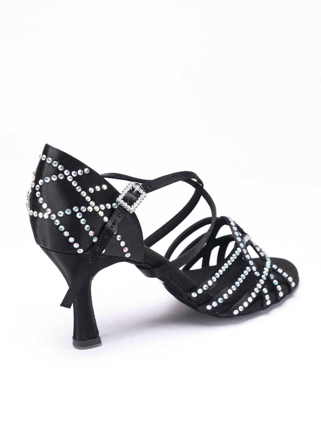 Lateintanzschuhe für Damen modèle Vanessa, avec des détails de strass sur la chaussure et la boucle, couleur schwarze - vue arrière