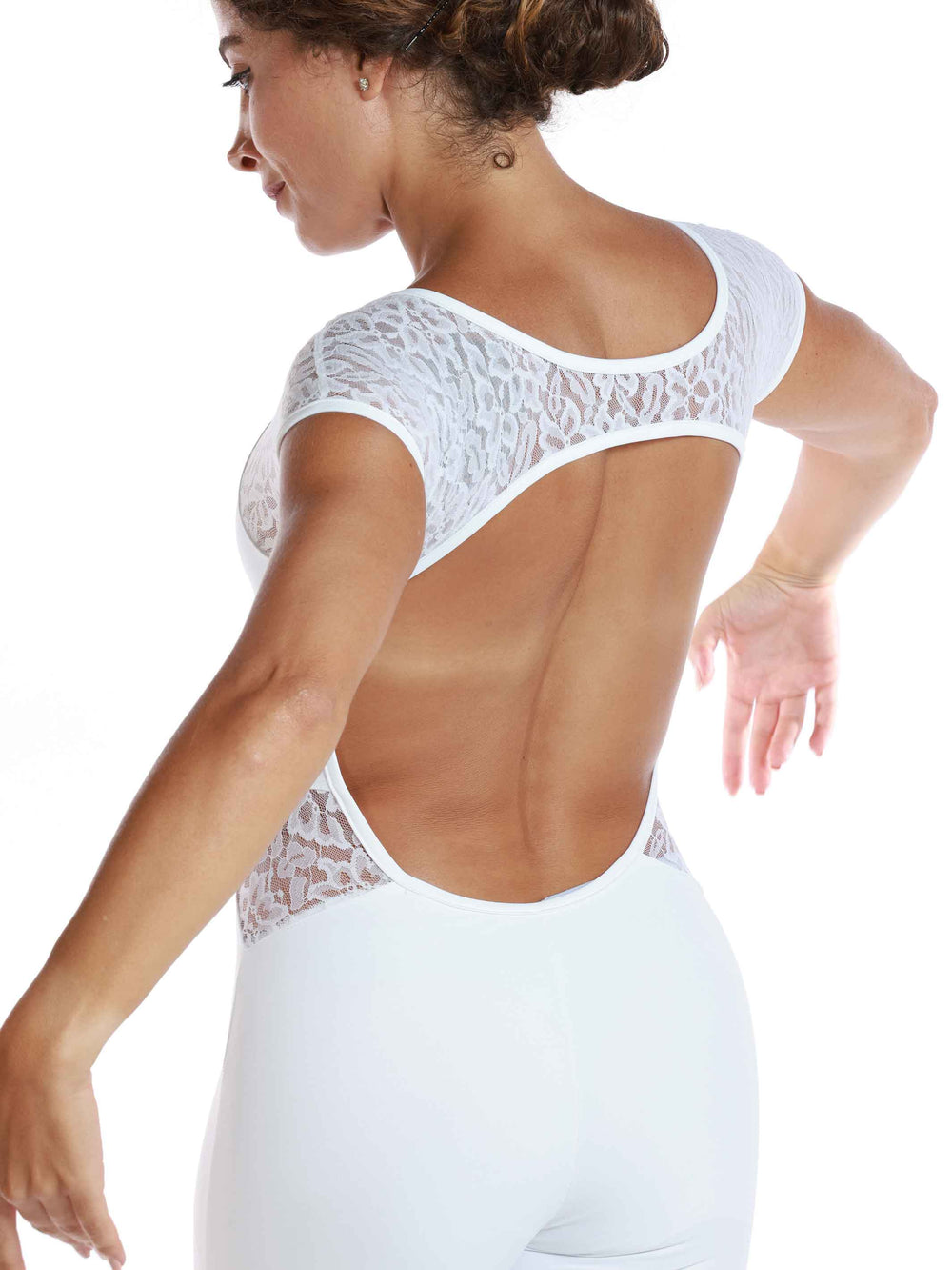 Justaucorps blanc dentelle pour danse classique - vue arrière complète