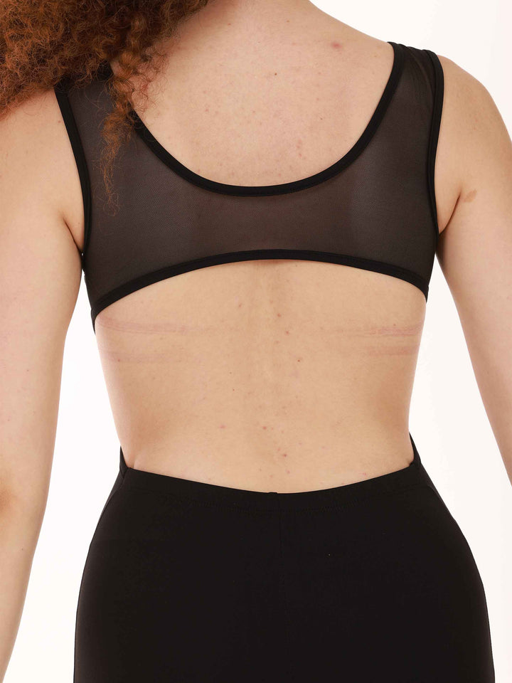 Unitard mujer en mesh aéré pour danse et yoga, avec détails en mesh à l&