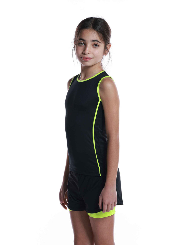 Ensemble active perforé pour filles - vue complète de la tenue de danse et gymnastique