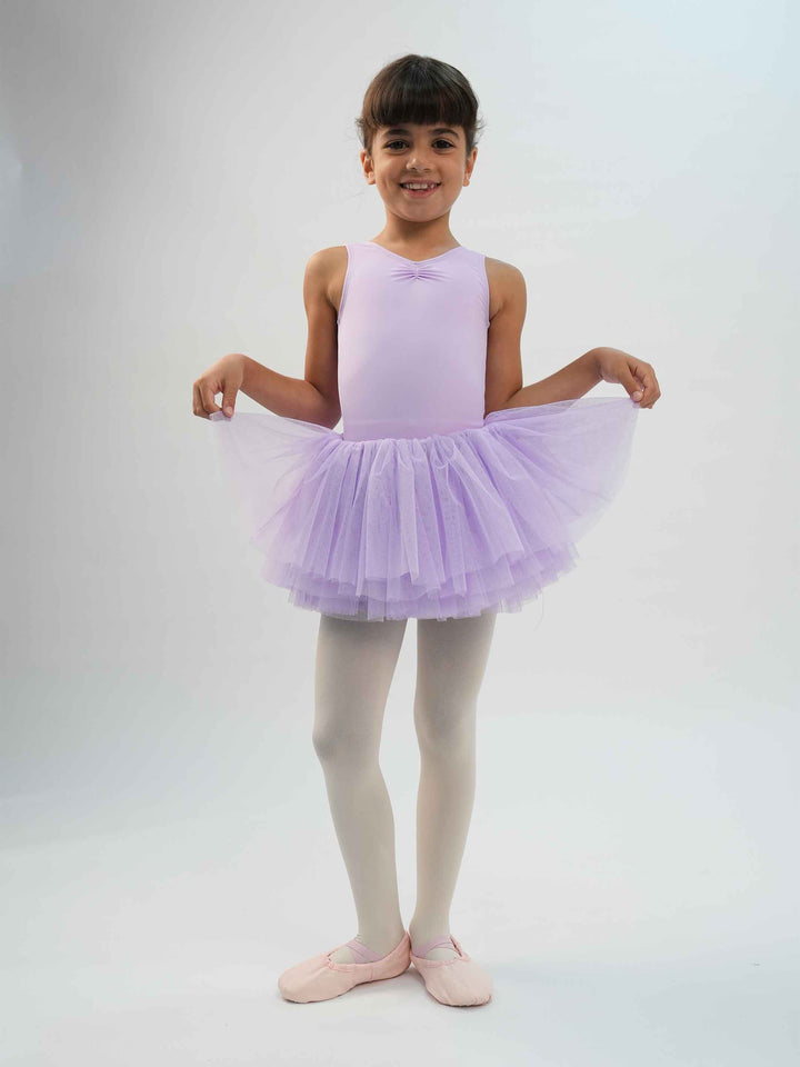 Fluffy ballet tutu skirt para niña, ceinture élastique de 3 cm pour un ajustement sécurisé et cómodo, couches de tul doux pour un look volumineux et elegante, couleur lilac