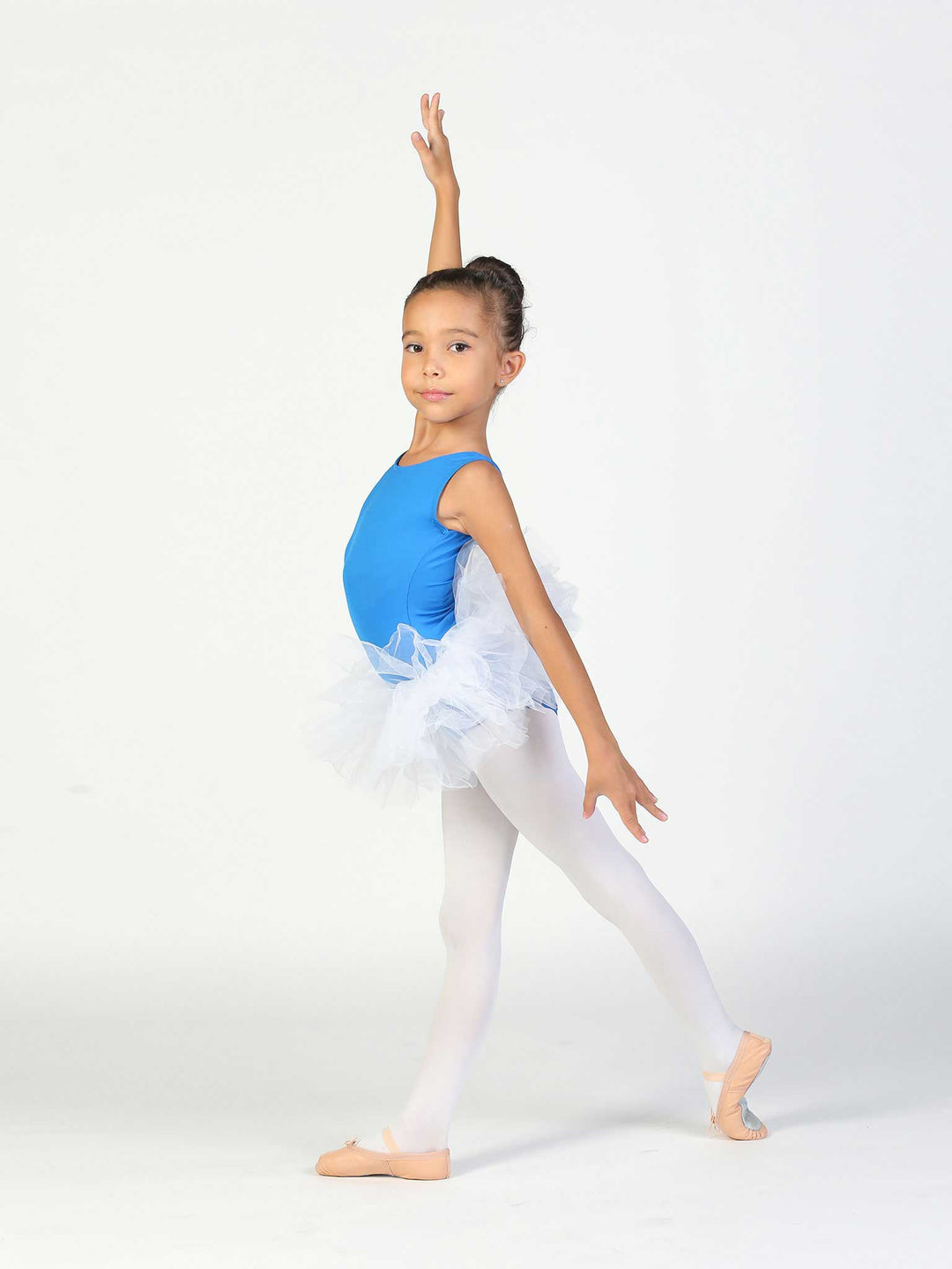 Tutù di danse bianco per enfant – tenue di ballet con gonna in tulle léger.