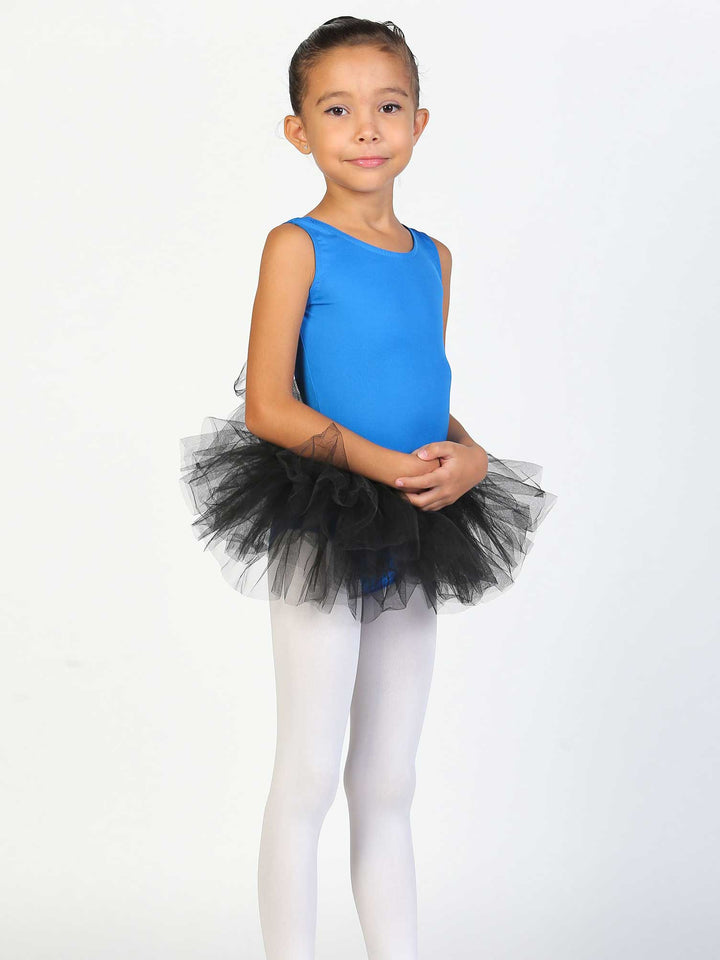 Tutù nero di danza classica per enfant – gonna volumineuse in tulle con body blu.