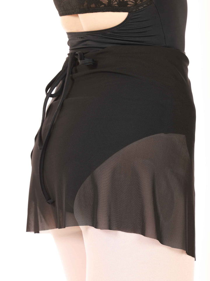 Jupe ballet courte en tulle à nouer pour femme, couleur noire - vue arrière