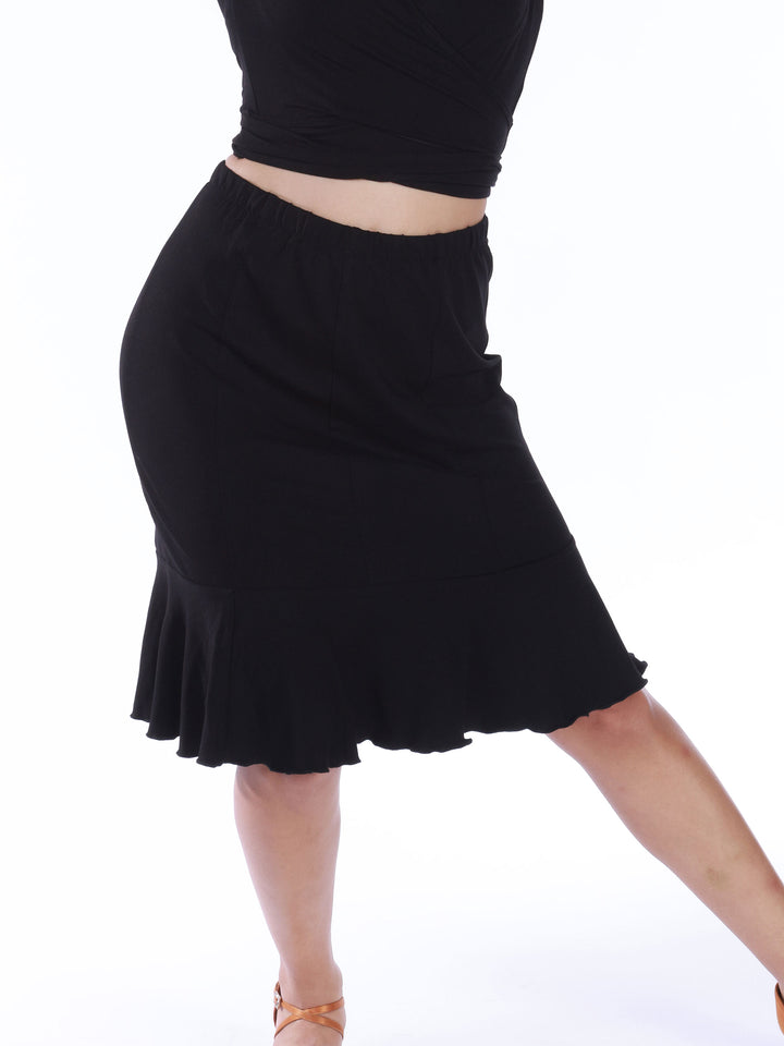 Skirt flouncy gore blacke for salsa - détail of volants ondulés