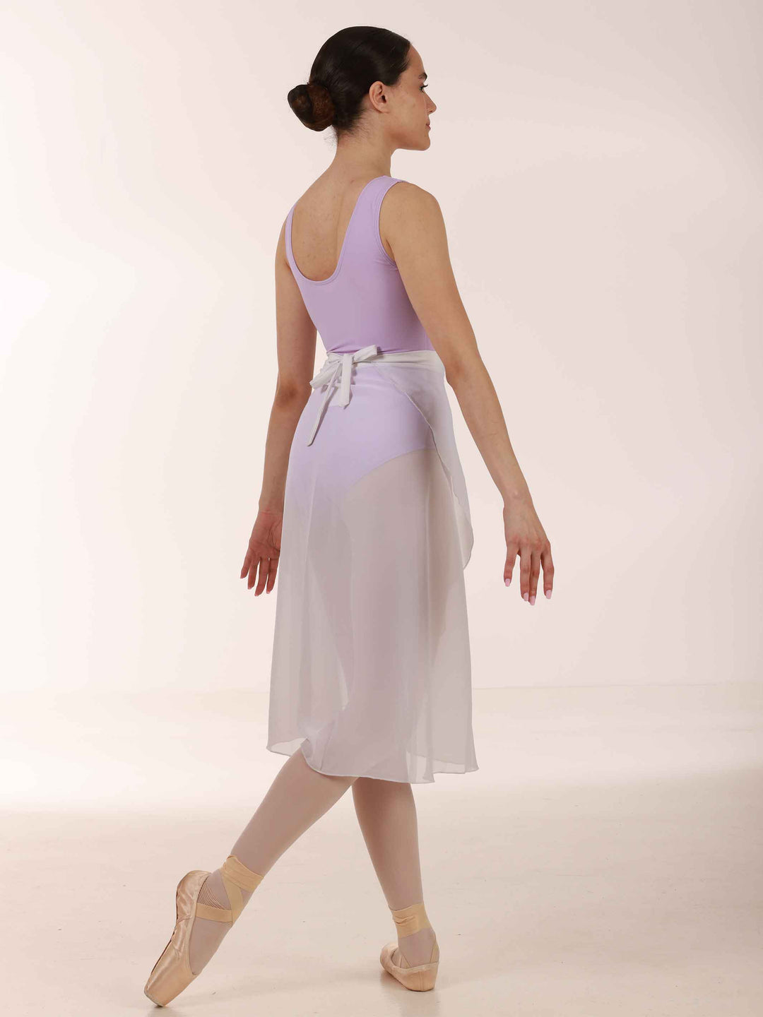 Jupe longue portefeuille en mousseline pour la danse, femme, couleur blanc, vue latérale
