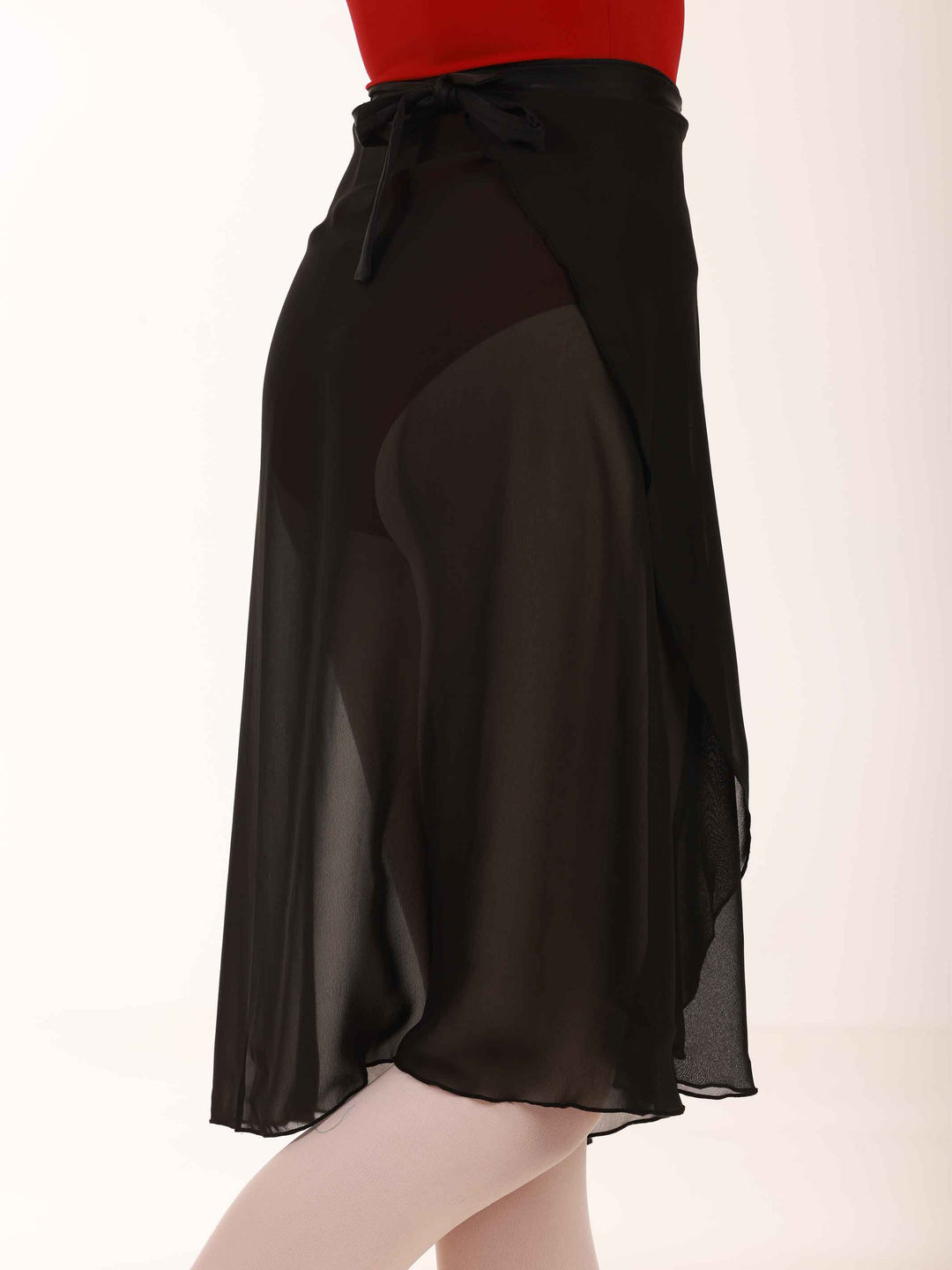 Jupe longue portefeuille en mousseline pour la danse, femme, couleur noir, vue latérale