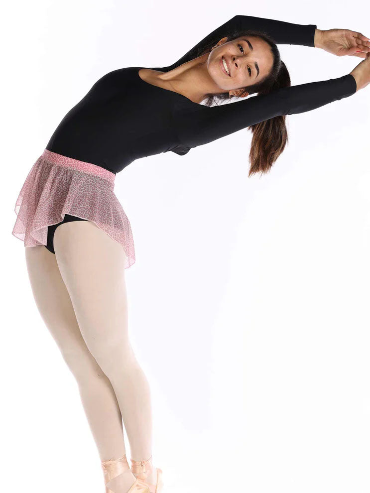 Skirt of Danse of Ballet with a coupe Ovale for women - Color Leopard - vue of face