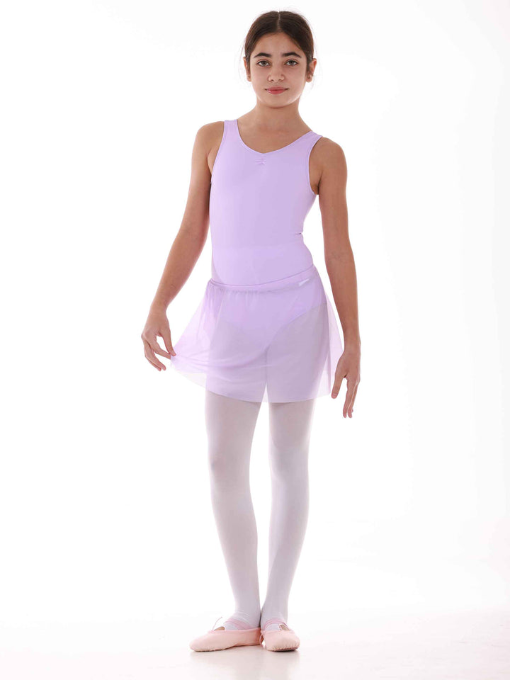 Skirt de ballet en tulle à enfiler for girls, taille élastique, couches superposées, couleur lilas, assorti avec un leotards lilas