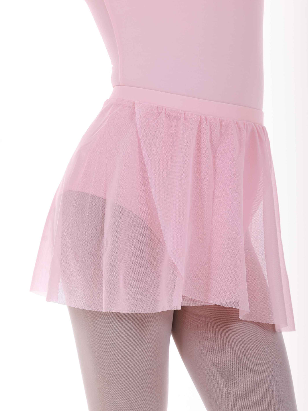 Skirt de ballet en tulle à enfiler for girls, taille élastique, couches superposées, couleur pink clair - vue de côté