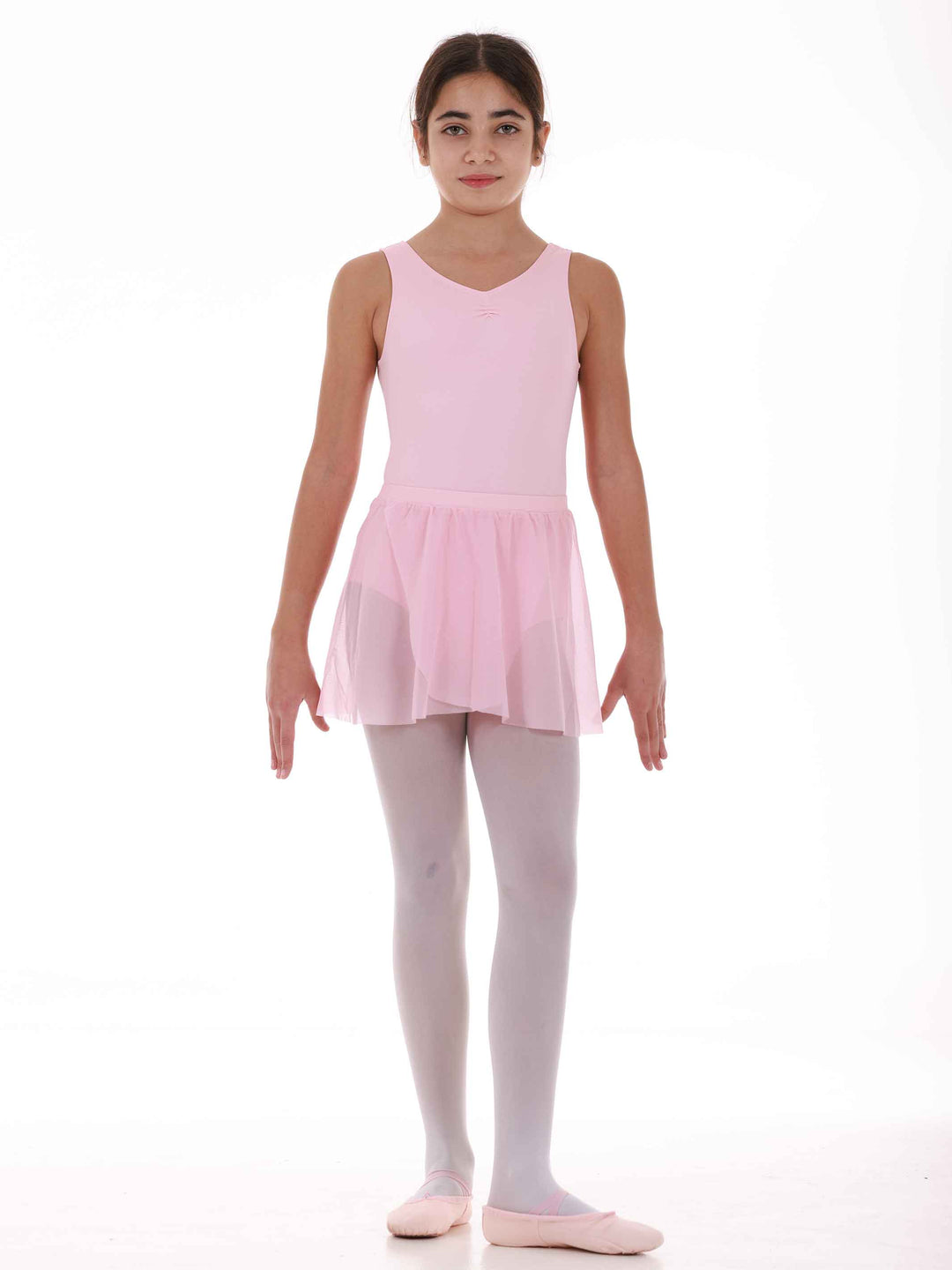Skirt de ballet en tulle à enfiler for girls, taille élastique, couches superposées, couleur pink clair, assorti avec un leotards pink clair