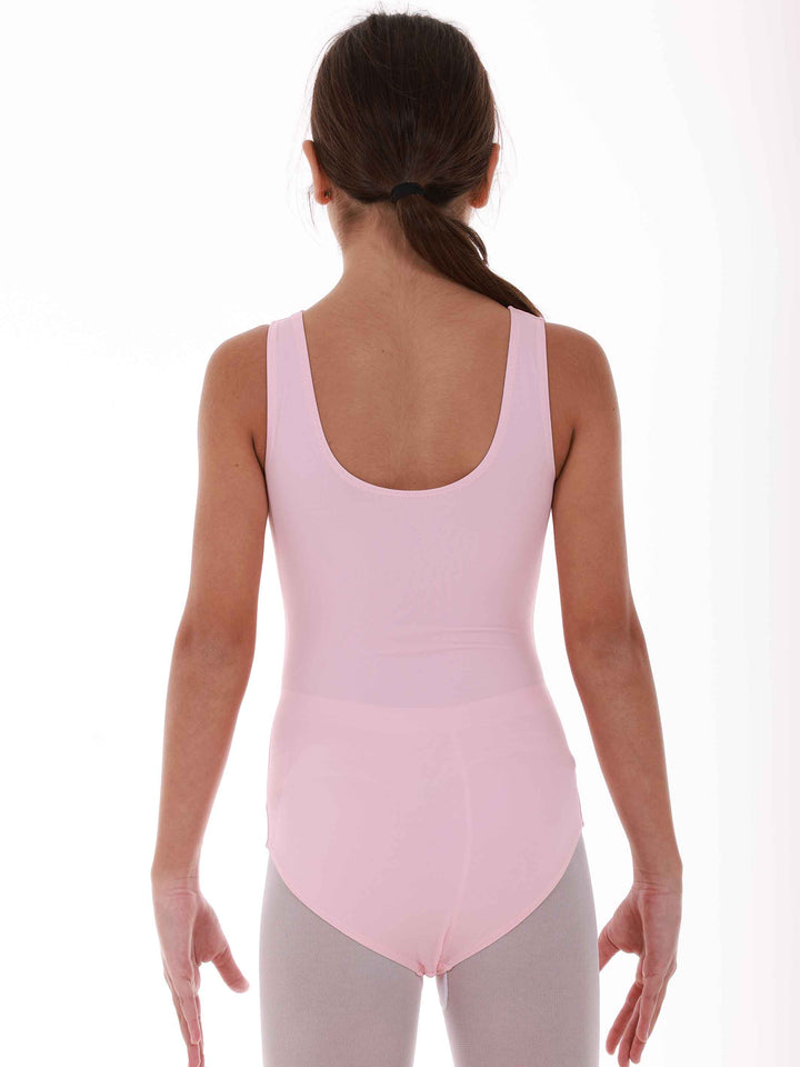 Justaucorps de ballet à manches tank pour enfant, avec un design pincé à l&