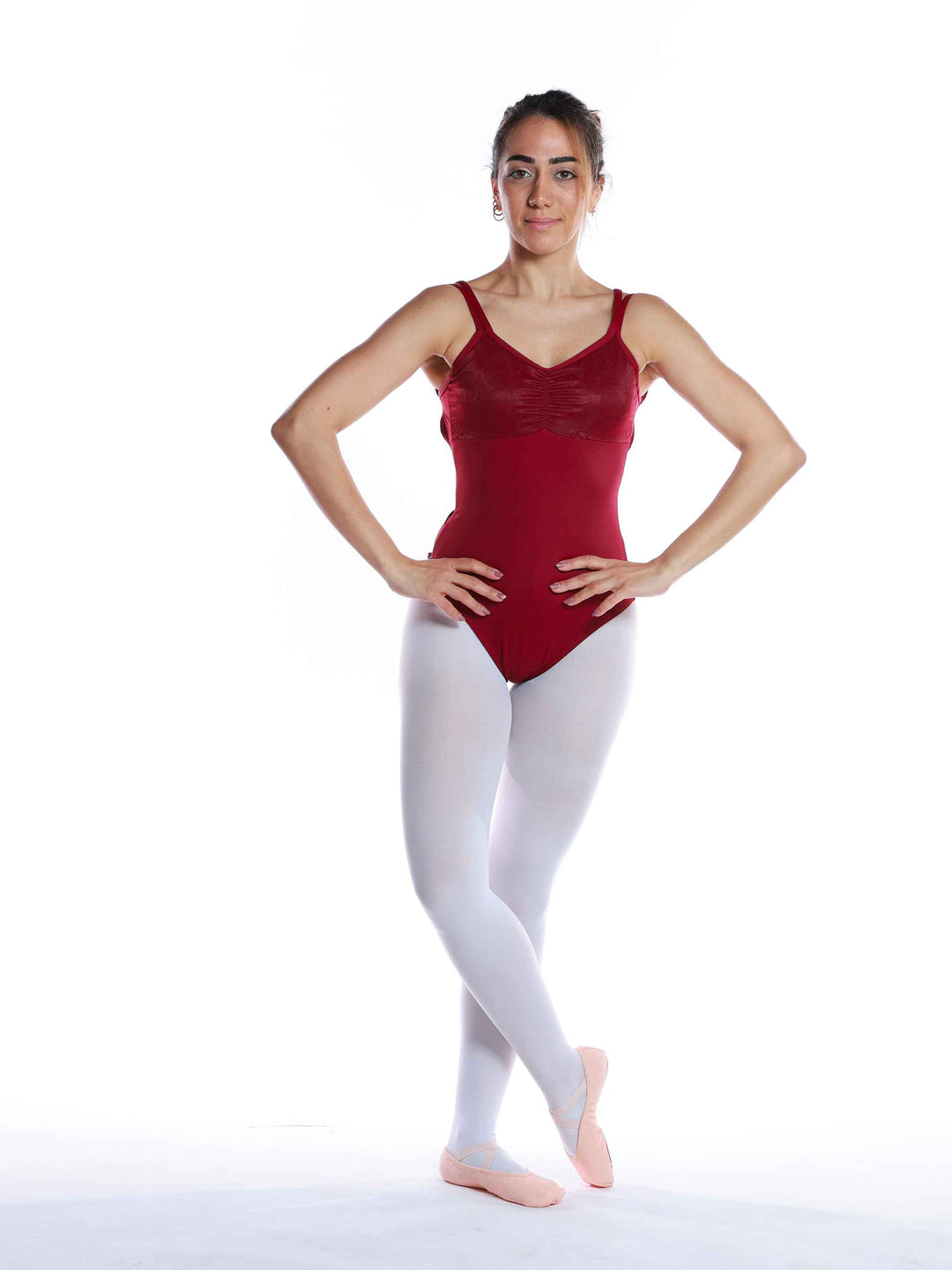Trikots von ballet camisole bourgogne mit Spitzes - vue complète von face