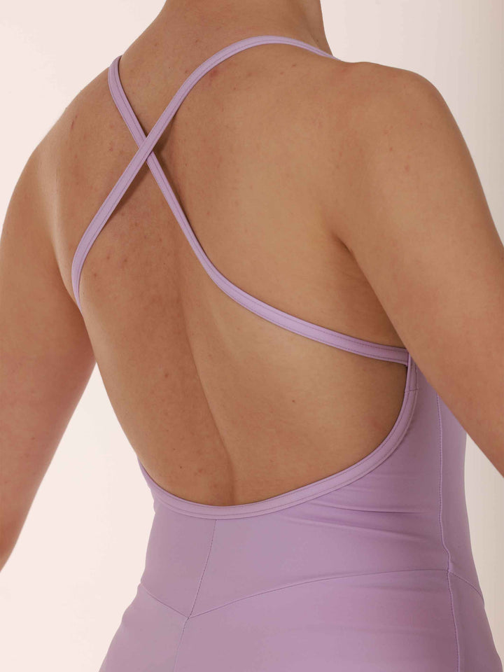 Leotards women à crossed straps X-Strap avec empiècement en mesh à l&