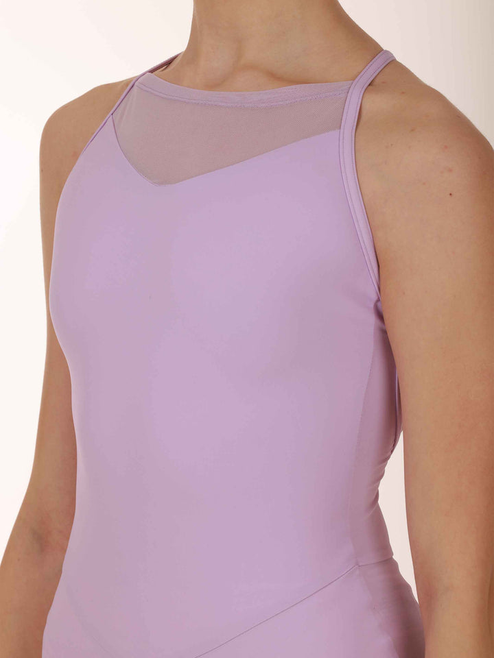 Leotards women à crossed straps X-Strap avec empiècement en mesh à l&