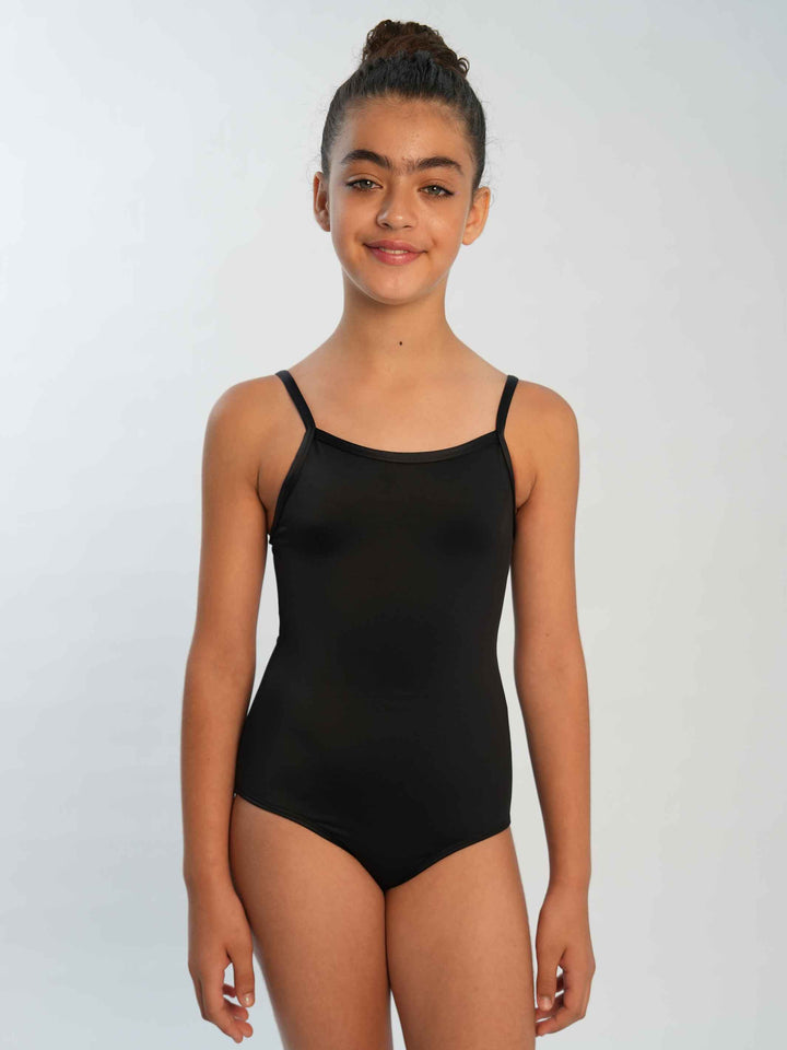 Leotards of ballet camisole ajustable for girls, encolure droite and dos dégagé, couleur black