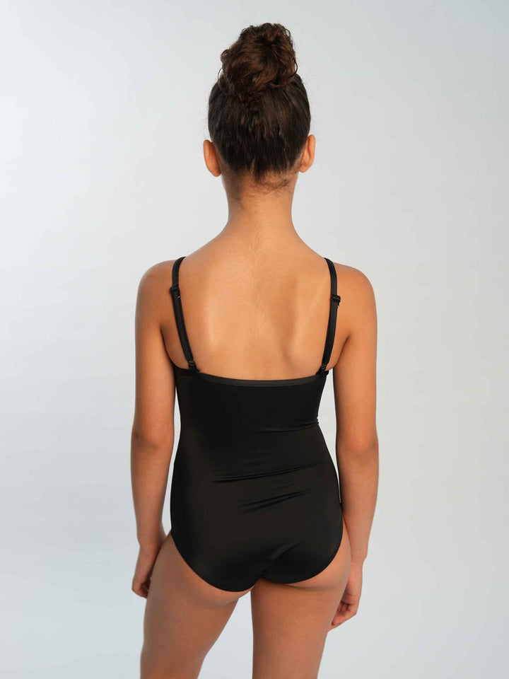 Leotards de ballet camisole ajustable for girls, encolure droite et dos dégagé, couleur black - vue arrière