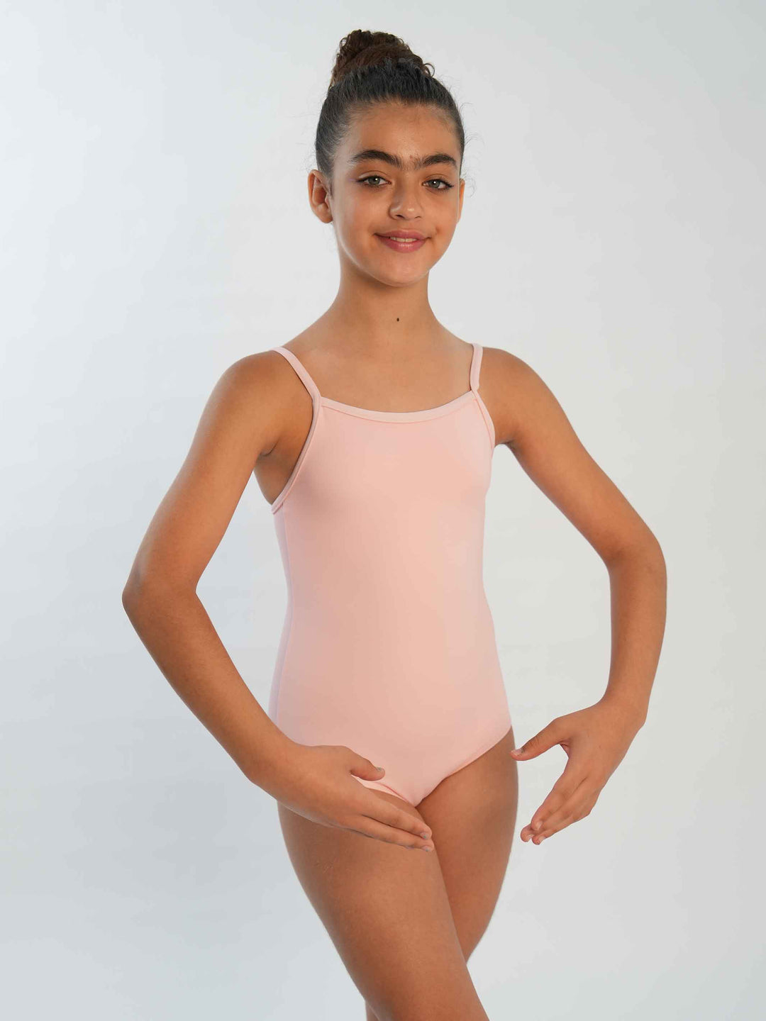 Leotards of ballet camisole ajustable for girls, encolure droite and dos dégagé, couleur pink clair