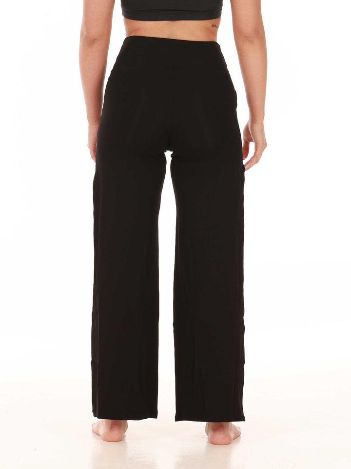Pants fendu for women, conçu pour la modern dance, avec fentes latérales hautes et taille haute, couleur blacke - vue arrière