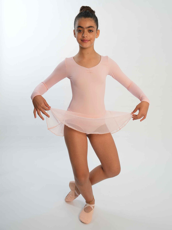 Abito de ballet à maniche lunghe da bambinas, avec pinçage à l&