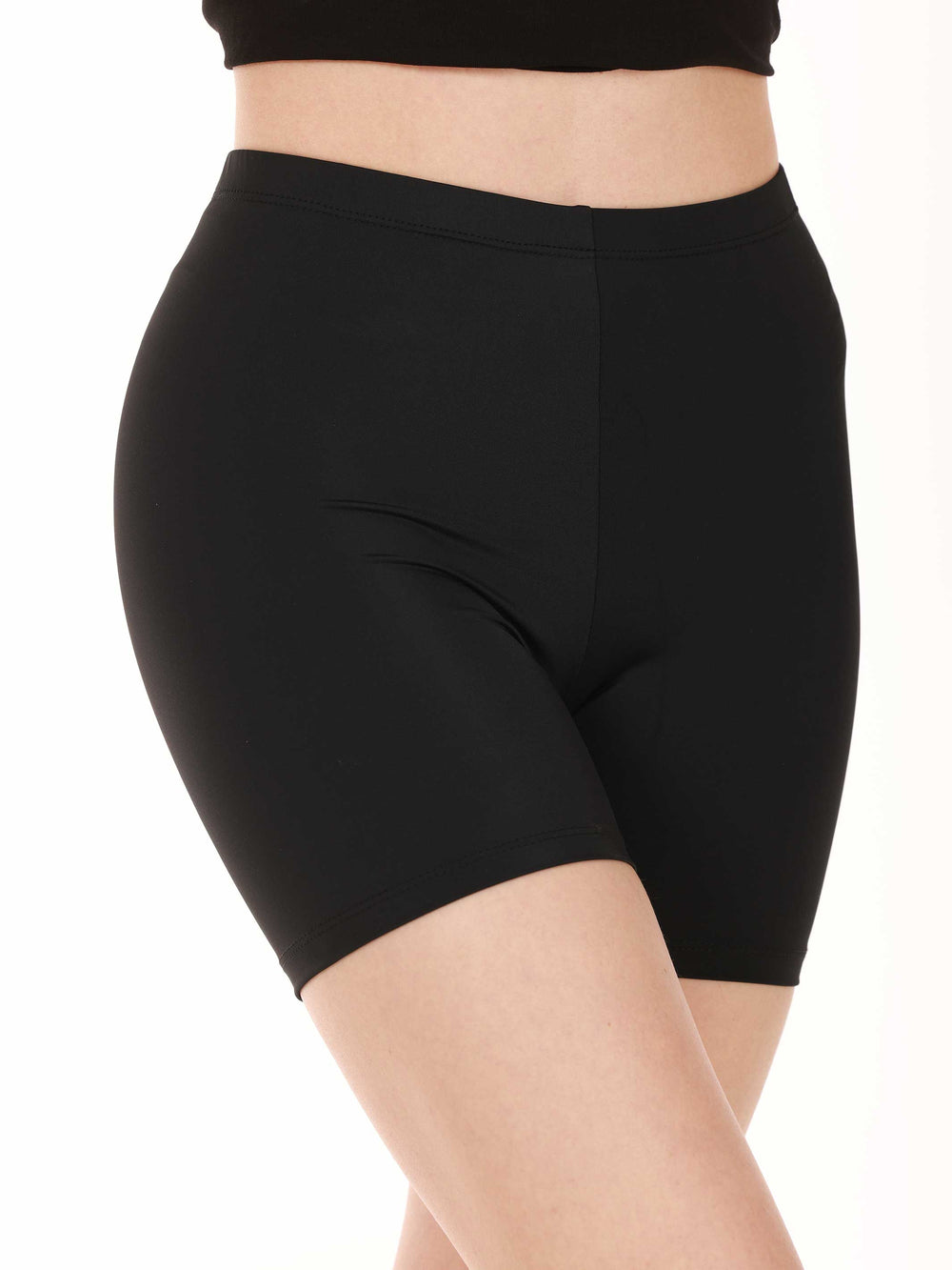 Short basique de danse et de yoga pour femme - coupe ajustée, taille Moyenne, tissu extensible et respirant - couleur noir