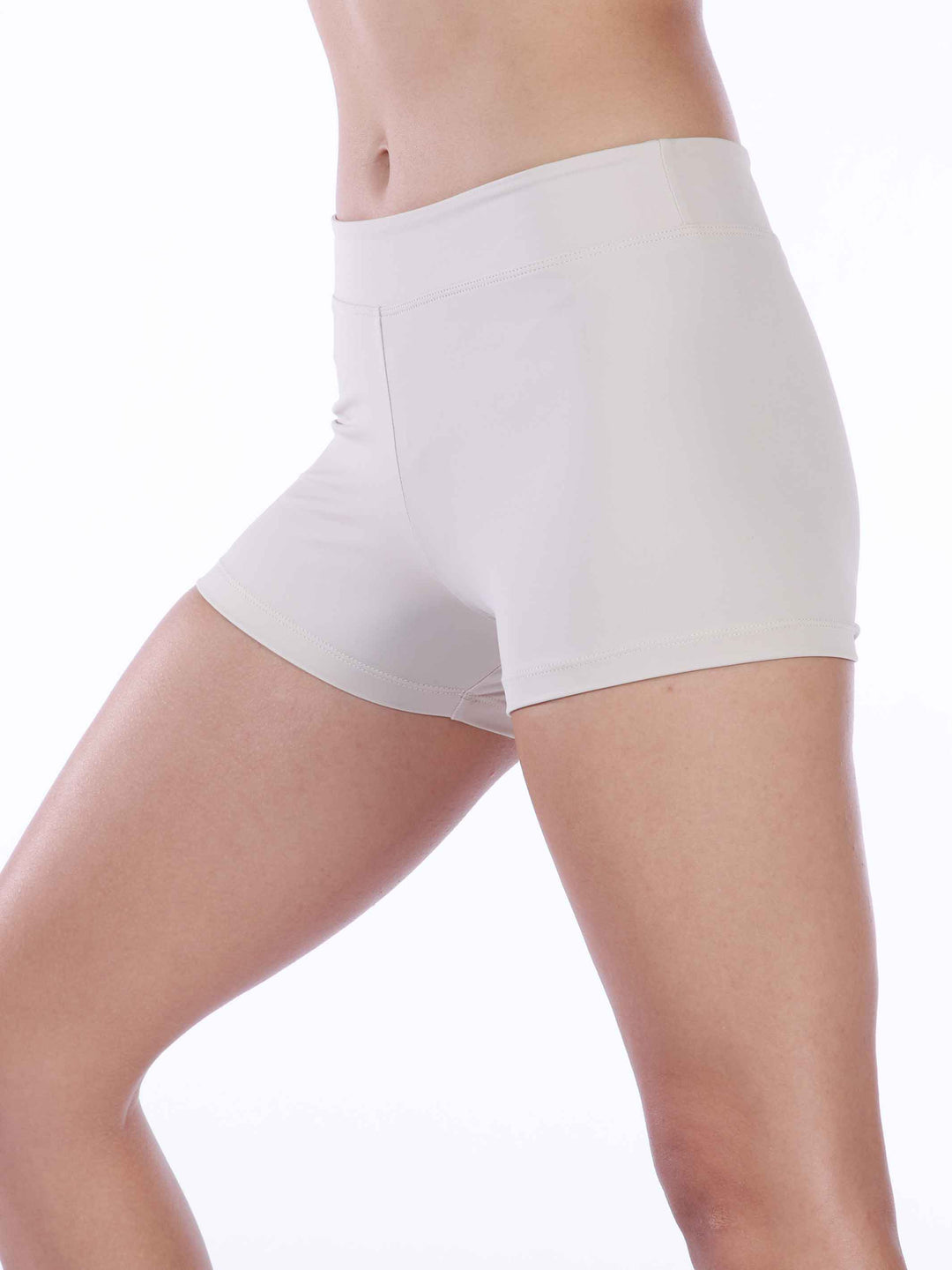 Short taille basse per la danse e le yoga, coupe brief, couleur beige clair, da donna