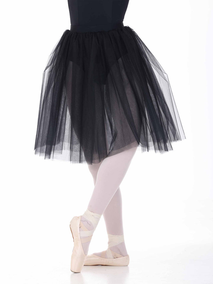 Détail of the tutu black in tulle transparent – skirt légère and vaporeuse for répétitions ou stage.